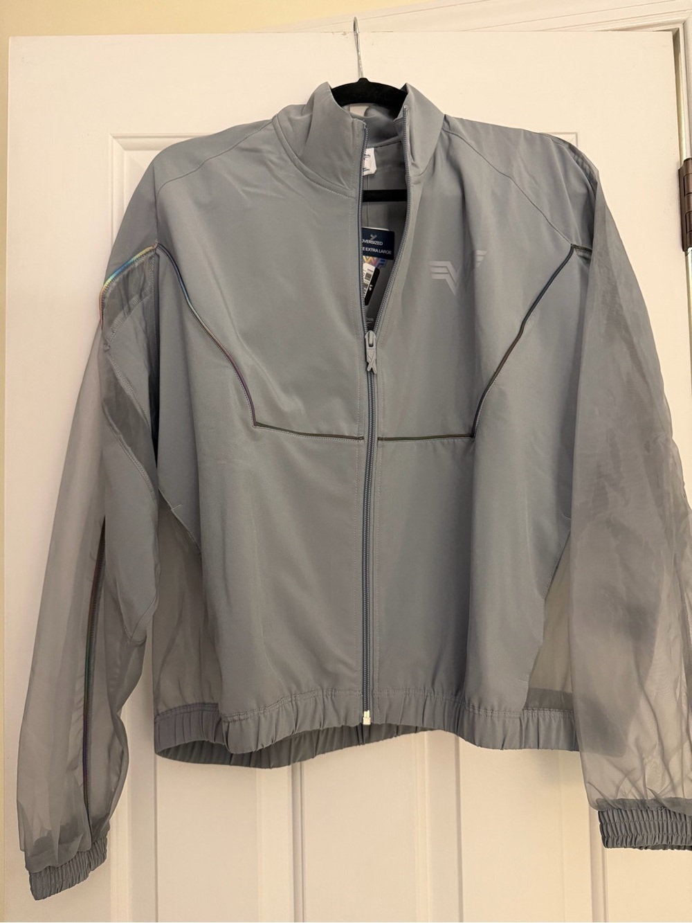 NWT Reebok x Wonder Woman 1984 Sheer Track Jacket Gray Mesh Zip Up Medium